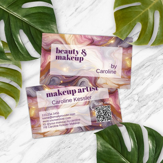 Dark Pink Violet Purple Gold Marble Art Pattern Business Card (Creator Uploaded)