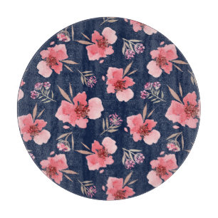 Dark Pink Watercolor Pattern Cutting Board