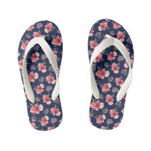 Dark Pink Watercolor Pattern Kid's Flip Flops