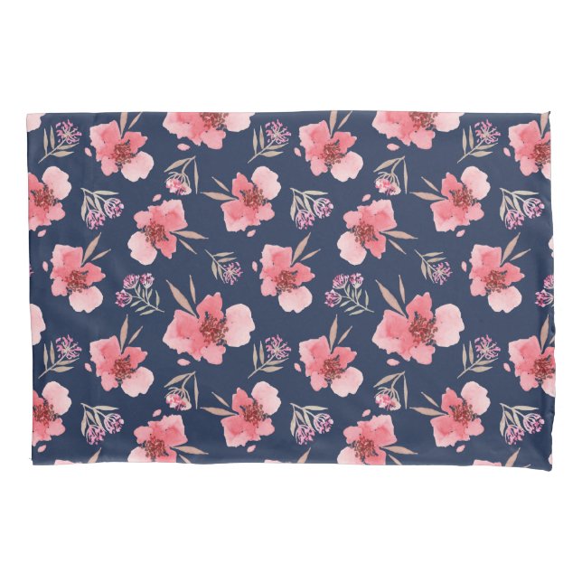 Dark Pink Watercolor Pattern Pillowcase (Front-Left)