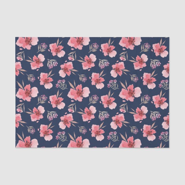Dark Pink Watercolor Pattern Tissue Paper (Front)