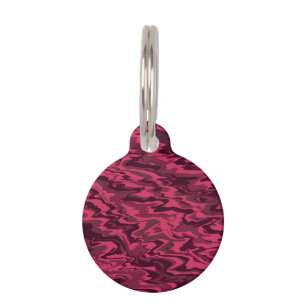 Dark Pink Wavy Liquid Pattern Pet Tag