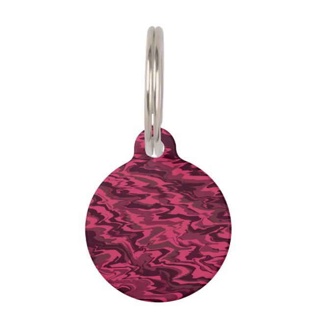 Dark Pink Wavy Liquid Pattern Pet Tag (Front)