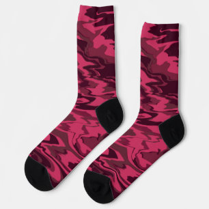 Dark Pink Wavy Liquid Pattern Socks