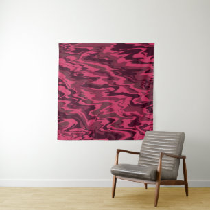 Dark Pink Wavy Liquid Pattern Tapestry