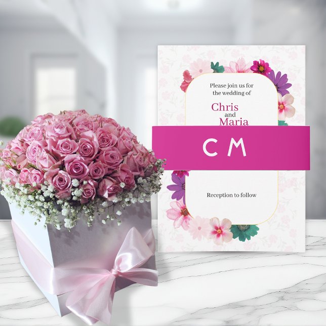 DARK PINK WEDDING BELLY BANDS INVITATION BELLY BAND (Creator Uploaded)