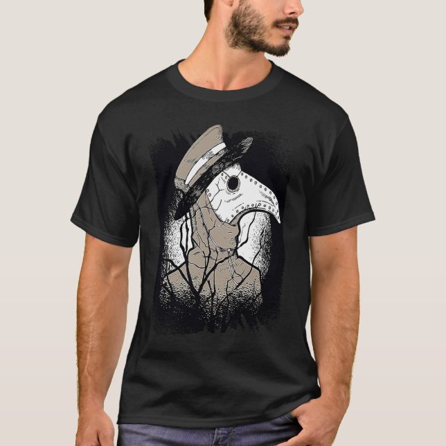Dark Plague Doctor Spooky Costume Horror T-Shirt (Front)