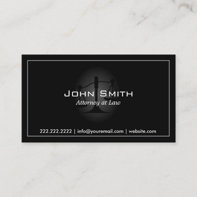Dark Plain Simple Border Attorney Business Card (Front)