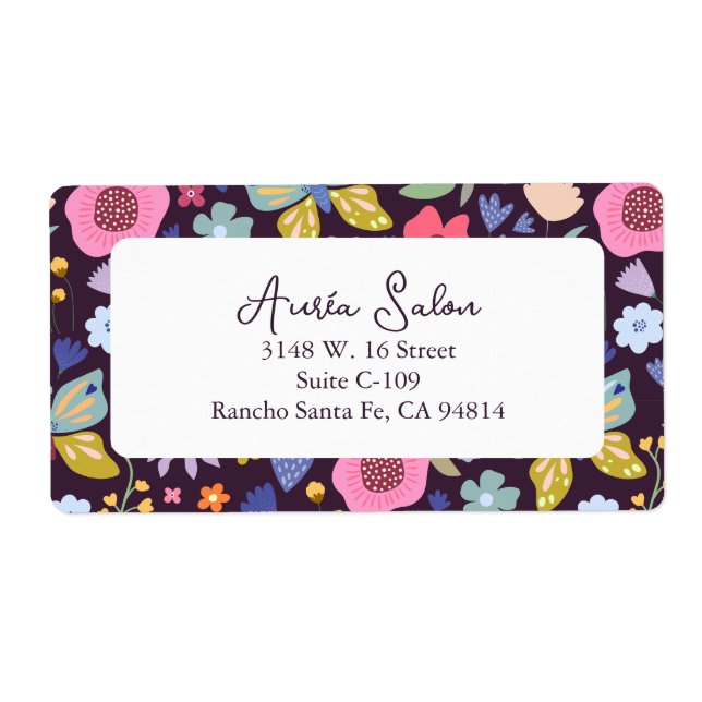 Dark Plum and Florals Business Shipping Label (Front)