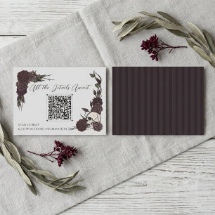 Dark Plum and Grey Skull & Ink Floral QR Card