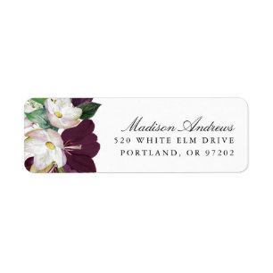 Dark Plum Floral   Personalised Return Address