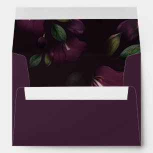 Dark Plum Floral   Pre-Printed Return Address Envelope