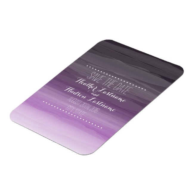 Dark Plum Ombré Wedding Save The Date Magnet (Left Side)