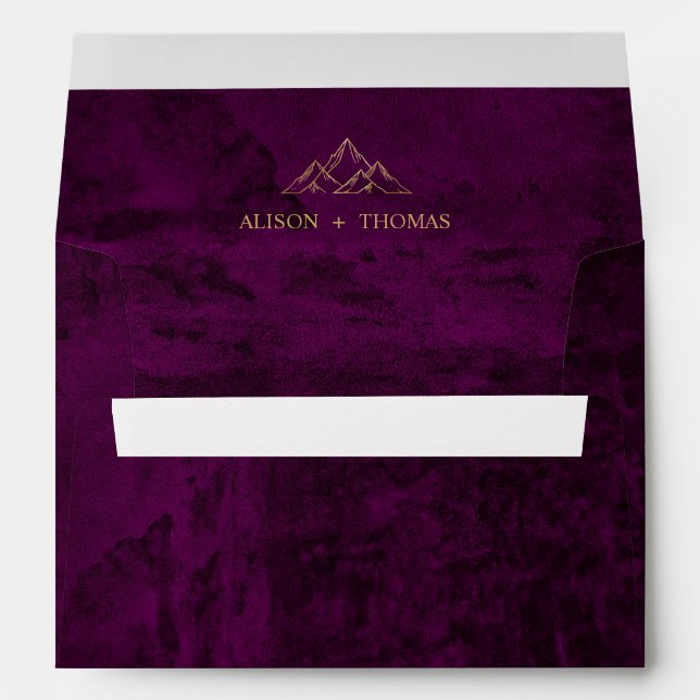 Dark Plum Purple Marble Texture Custom Envelope (Back (Bottom))