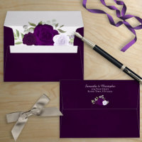 Dark Plum Purple Watercolor Floral Elegant Wedding