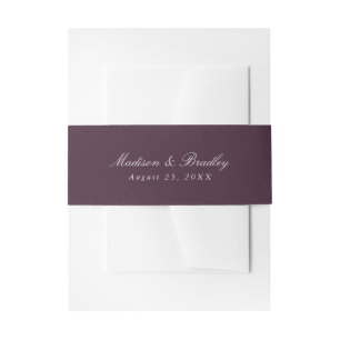 Dark Plum Purple Wedding Invitation Belly Band