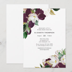 Dark Plum Velvet and White Spring Bridal Shower Invitation
