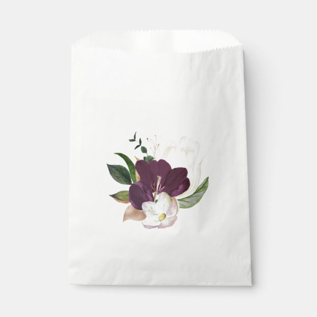 Dark Plum Velvet Floral Favour Bags (Front)