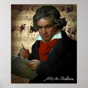 DARK PORTRAIT of the MUSICAL GENIUS BEETHOVEN 1820 Poster