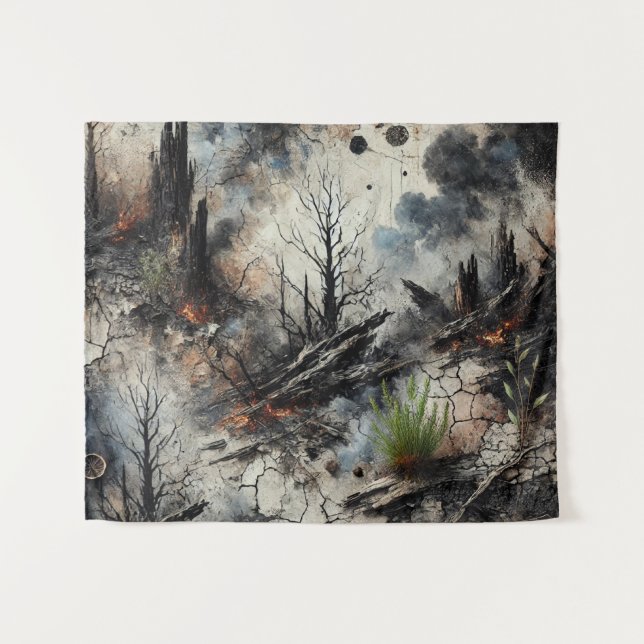 Dark Post-Apocalyptic Wall Tapestry (Front (Horizontal))