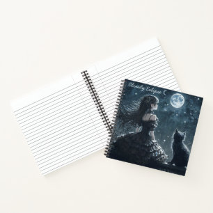 Dark Princess and Cat Spiral Notebook