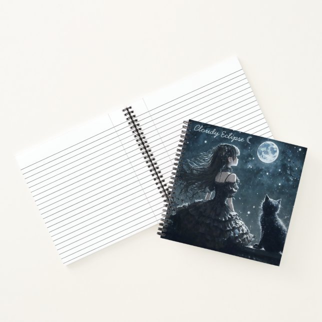 Dark Princess and Cat Spiral Notebook (Inside)