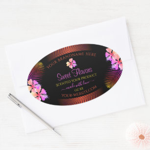 Dark Product Labels Exotic Rainbow Hawaii Flowers