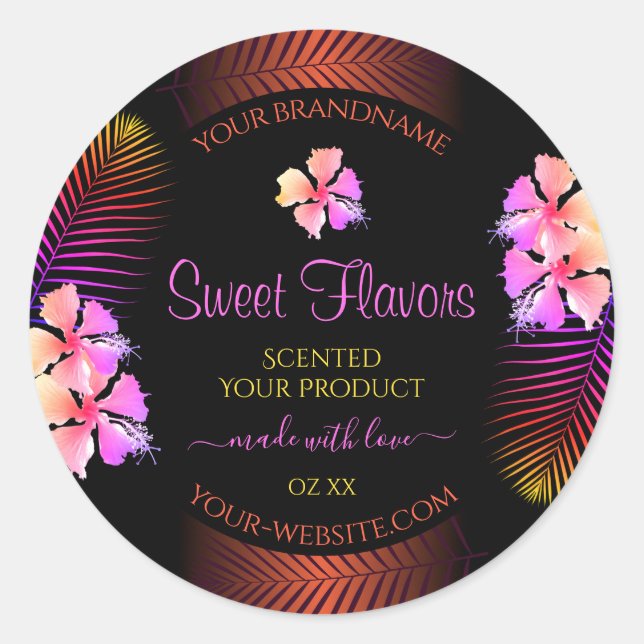 Dark Product Labels Exotic Rainbow Hawaii Flowers (Front)
