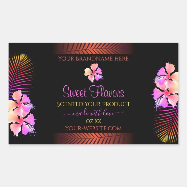Dark Product Labels Exotic Rainbow Hawaii Flowers (Front)
