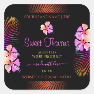 Dark Product Labels Exotic Rainbow Hawaii Flowers
