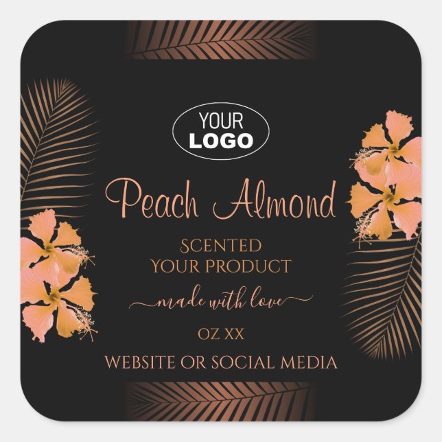 Dark Product Labels Orange Exotic Flowers Add Logo (Front)