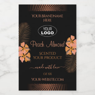 Dark Product Labels Orange Exotic Flowers Add Logo