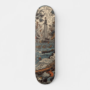 Dark psychedelic Lighthouse Skateboard