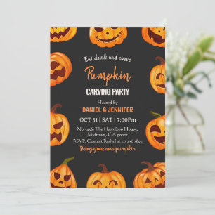 Dark Pumpkin carving party halloween Jack OLantern Invitation