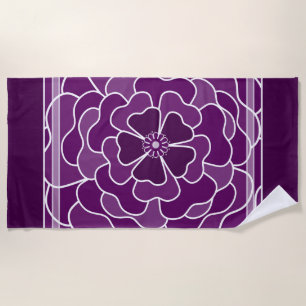 Dark purple abstract flower pattern beach towel