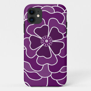 Dark purple abstract flower pattern iPhone 11 case
