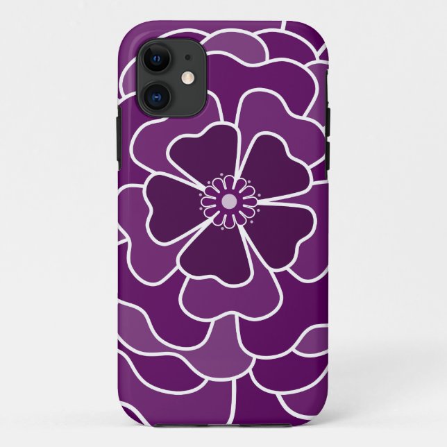 Dark purple abstract flower pattern Case-Mate iPhone case (Back)