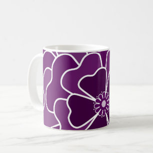 Dark purple abstract flower pattern coffee mug