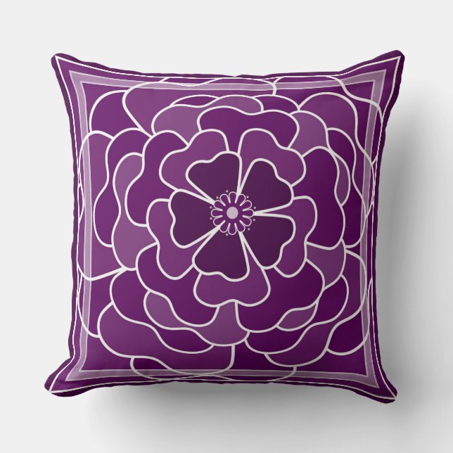 Dark purple abstract flower pattern cushion (Front)