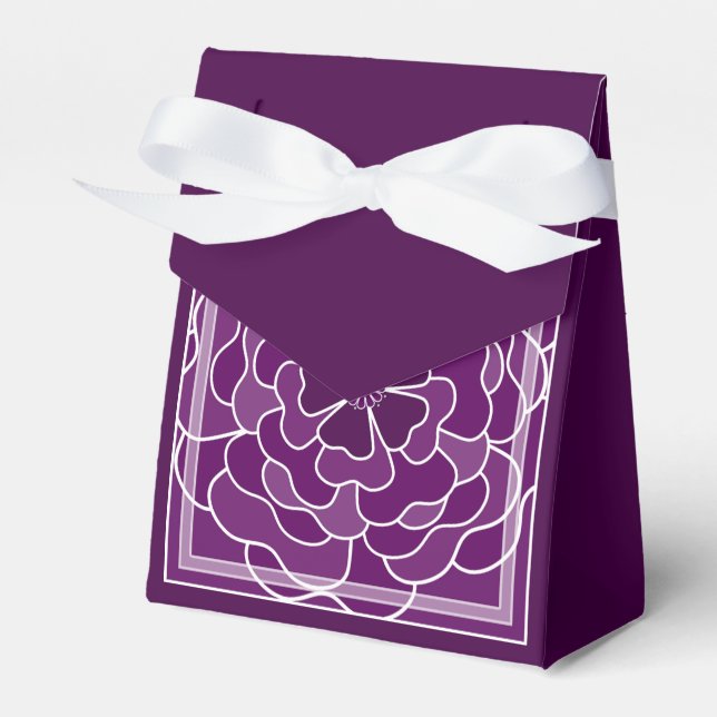 Dark purple abstract flower pattern favour box (Front Side)