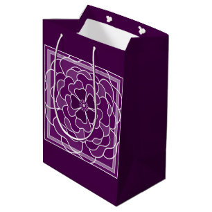 Dark purple abstract flower pattern medium gift bag
