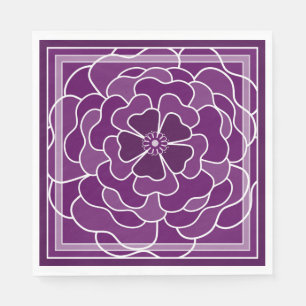 Dark purple abstract flower pattern napkin