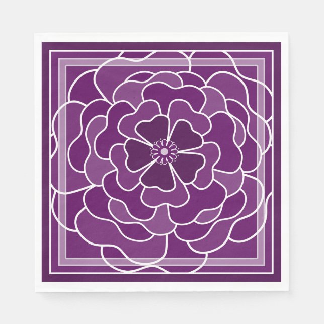 Dark purple abstract flower pattern napkin (Front)