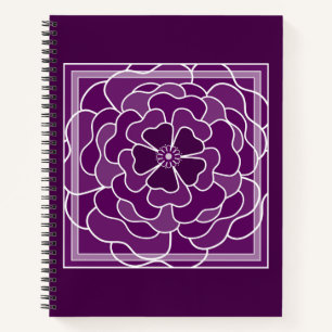 Dark purple abstract flower pattern notebook
