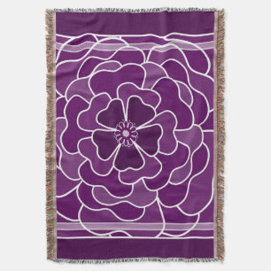 Dark purple abstract flower pattern throw blanket