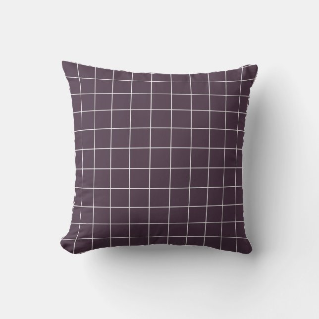Dark purple aesthetic background grid pattern cushion (Front)