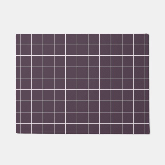 Dark purple aesthetic background grid pattern doormat (Front)
