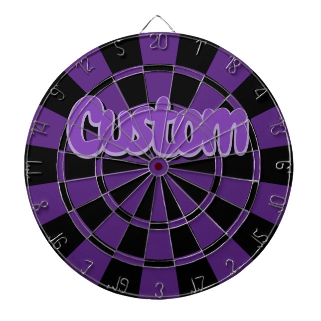 Dark Purple And Black Custom Purple Text Dart Boar Dartboard (Front)