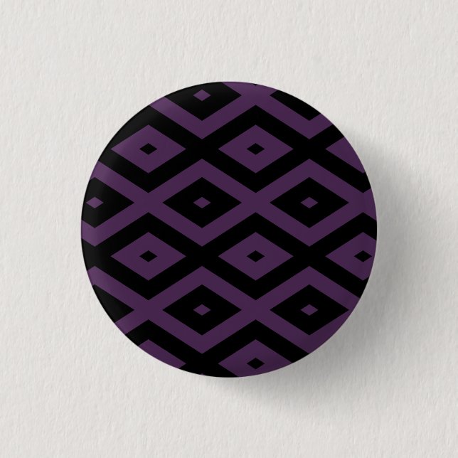 Dark purple and black diamond pattern 3 cm round badge (Front)