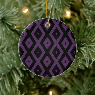 Dark purple and black diamond pattern ceramic tree decoration